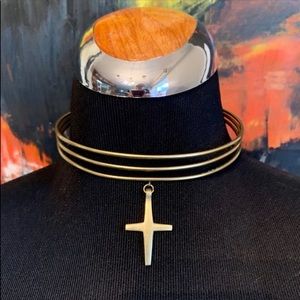 Brass choker with cross